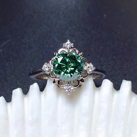 High Quality Zircon Ring Green Crystal CZ Rings For Women, HA4435-6 - Picture 4 of 6
